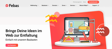 Febas Screenshot der Startseite